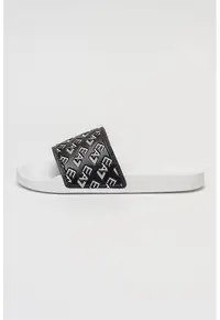 Papuci unisex cu logo stantat - Alb/Negru