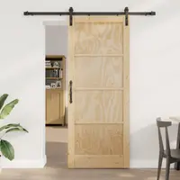 vidaXL Ușă glisantă 86 x 211 cm Lemn masiv de pin Natural și Negru
