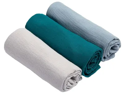 Scutece de muselina Sensillo - Uniform Blue, 60 x 80 cm, 3 buc