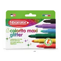 Carioca Fibracolor Colorito Maxi Glitter, 6 culori