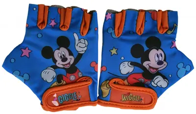 Manusi ciclisti copii Mickey Mouse, culoare albastru portocaliu