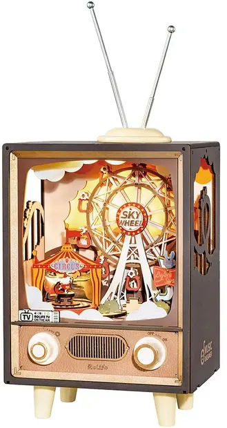 Puzzle 3D din lemn Robo Time din 174 de piese - Cutie muzicală, Carnaval la apus