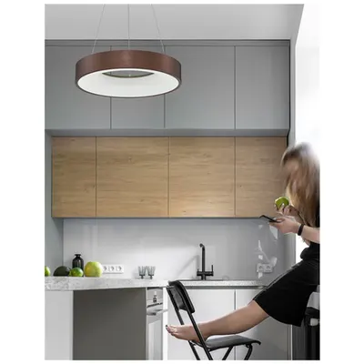 Lampa suspendata RANDO THIN Brushed Coffee Aluminiu & Acrylic LED 30 Wat 230 Volt 1950Lm 3000K IP20