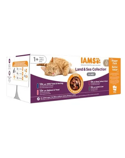 IAMS Cat Delights Adult All Breeds Land&Sea In Jelly Pouch 48 X 85 g