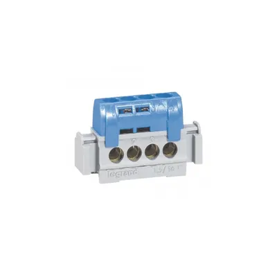 IP2X terminal block - neutral (albastru) - 4 x 1.5 to 16² - L. 47 mm