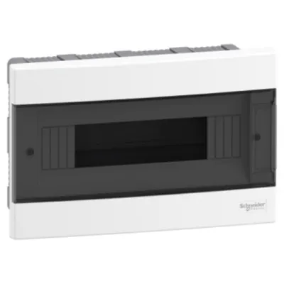 Easy9EU, Cofret cu montaj incastrat, 1x12 Module, usa fumurie, cu 2 blocuri terminale