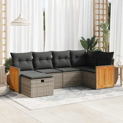 Gossi set mobilier gradina cu perne, 6 piese, gri, poliratan