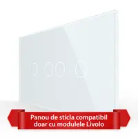 Panou Intrerupator Dublu + Dublu cu Touch LIVOLO din Sticla, Standard Italian – 4M