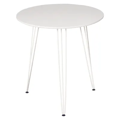 HOMCOM Masă de Comedor Rotundă cu Picioarele în formă de Furculiță din Metal Stil Modern Nordic pentru Bucătărie Sufragerie Cafenea Bar Ø70x75 cm Alb | Aosom Romania