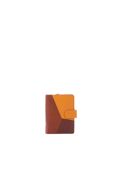 Portofel cu aplicatie patchwork - Maro