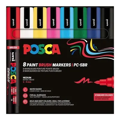 Set 8 markere cu vopsea Posca PC-5BR varf semiflexibil 1-4mm