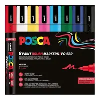 Set 8 markere cu vopsea Posca PC-5BR varf semiflexibil 1-4mm