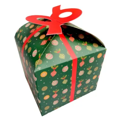Cutie Crăciun cu mâner dublu - verde (set 12 buc) 12x12x10cm - Default Title