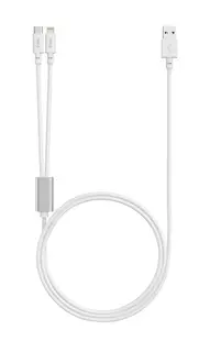 Cablu ttec – Duo, USB-A/USB-C/Lightning, 120 cm, alb
