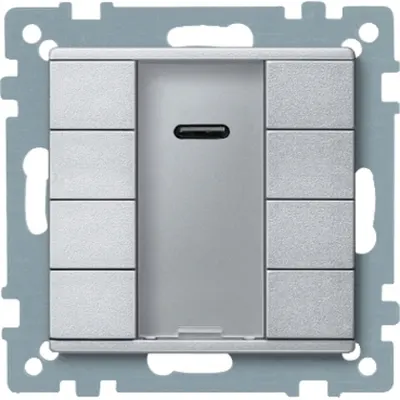 Push-button KNX, 8 clapete si receptor IR, Aluminiu, Sistem M