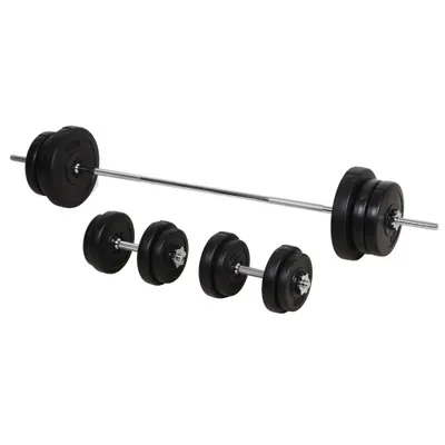 HomCom set haltere + 2 manere, 14 discuri, negre