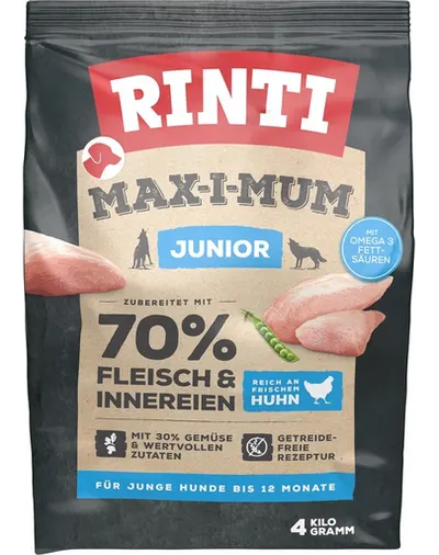 RINTI MAX-I-MUM Junior Chicken hrana uscata caini juniori, cu pui 4 kg