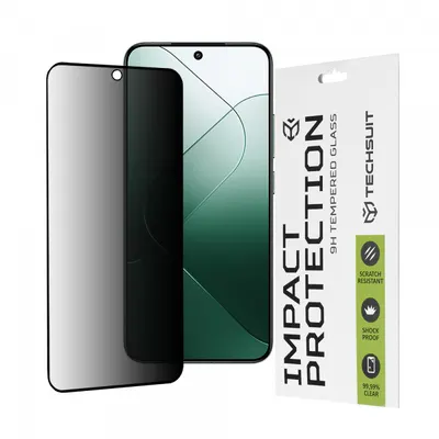 Folie de protectie Ecran Privacy Techsuit pentru Xiaomi 14, Sticla Securizata, Full Glue, 111D
