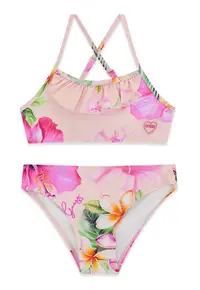 Costum de baie in doua piese cu model - Piersica/Roz