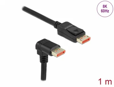 Cablu Displayport 8K60Hz/4K240Hz drept/unghi jos cu HDR 1m, Delock 87050