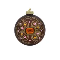 Ornament de Crăciun, House of Seasons - Glob stilizat mahon/maro