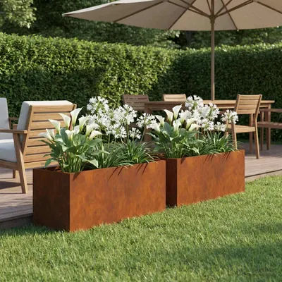 vidaXL Vază pentru Grădină 2 buc. Ruginit 40 x 20 x 20 cm
