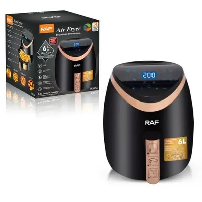 Air Fryer Engros RAF 5234B - Friteuza cu Aer Cald, Fara Ulei, Capacitate 6L, 2400W, Negru