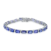 Bratara tennis din aur alb cu tanzanite de 12.1ct si diamante de 0.7ct
