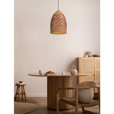 Lampa suspendata MAPI Natural Water Hyacinth & Red Rope Nisipiu Negru Otel Baza LED E27 · 1x12 Wat 100-240 Volt · IP20