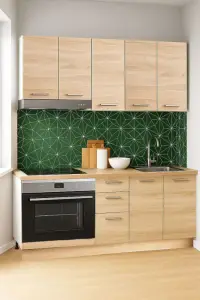 Set bucatarie GERMANIA 160 cm, 6 corpuri, corp cuptor, 3 sertare, blat gros, sonoma
