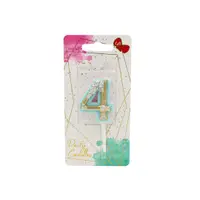 Lumânare aniversară pentru tort, Giftdesign, cifra 4, colecția Flower, 4.5 cm
