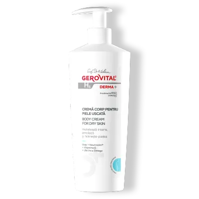 Cremă De Corp Pentru Piele Uscată Cu Unt De Shea Hidratare Profundă și Piele Catifelată, Gerovital H3 Derma+, 500 Ml