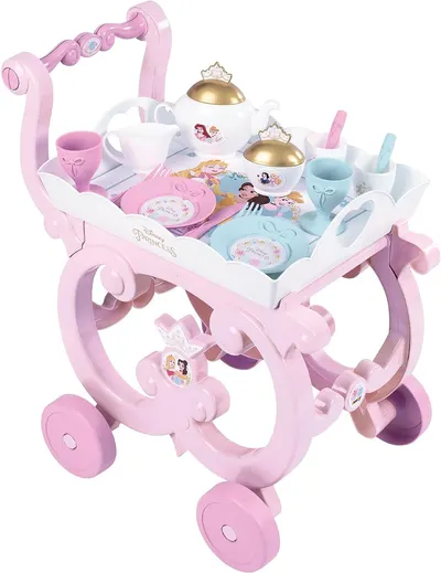 Set de joc 2 în 1 Smoby Disney Princess - Set de ceai cu cărucior