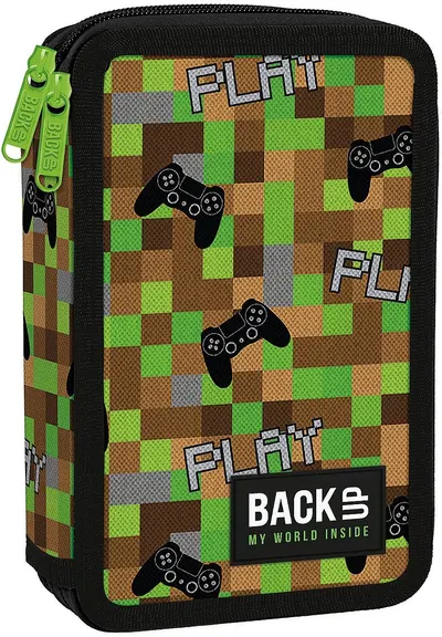 Penar cu instrumente de scris BackUp 8 DW - Pixel Game, 2 fermoare