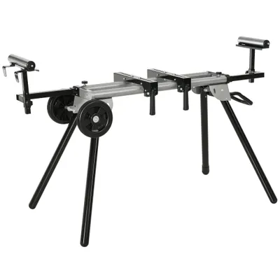 DURHAND Masă Suport pentru Ferăstraie Circulare, Bancă Extensibilă Reglabilă și Pliabilă, 123.5-245x73x96 cm, Negru | Aosom Romania