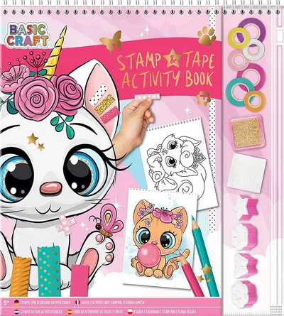 Carte interesantă Grafix Basic Craft - Unicorn, cu bandă colorată și ștampile