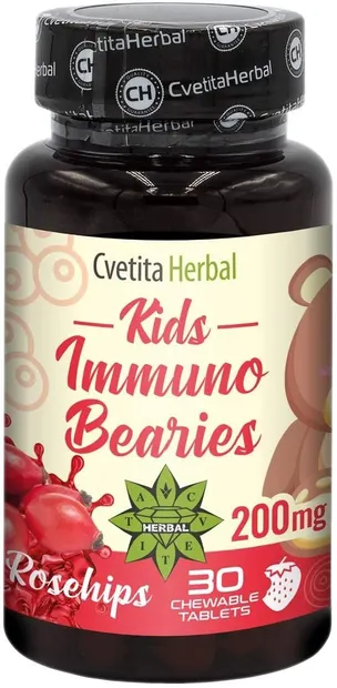 Kids Immuno Bearies, 200 mg, 30 tablete, Cvetita Herbal
