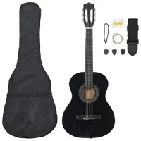 vidaXL Set de chitară clasică pentru copii, 8 piese, negru, 3/4 36"