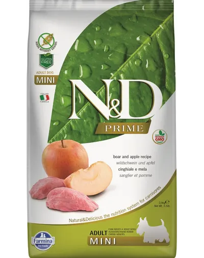 FARMINA N&D Prime Adult Mini - Hrană uscată cu carne de mistreț și măr 2.5 kg