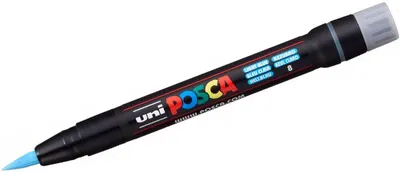 Marker permanent cu pensula Uni Posca - PCF-350, albastru deschis