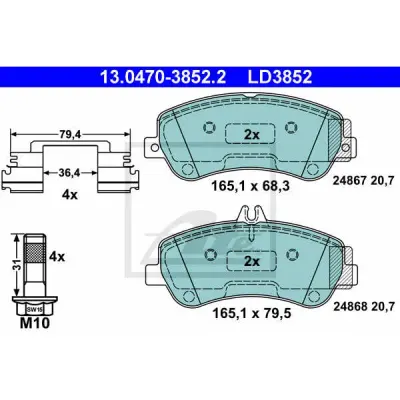 Set placute frana, frana disc ATE 13.0470-3852.2