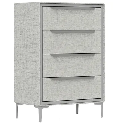 HOMCOM Comoda cu 4 Sertare în Oțel cu Acoperire în Țesut cu Efect de In, 60x36x88 cm, Gri | Aosom Romania