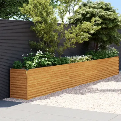vidaXL Pat de grădină înălțat 578x50x69 cm, oțel corten