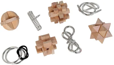 Set de puzzle-uri logice din lemn și metal Eureka - Brain Busters