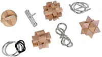 Set de puzzle-uri logice din lemn și metal Eureka - Brain Busters