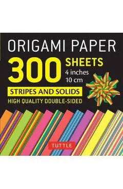 Origami Paper 300 Sheets Stripes and Solids 4 (10 CM): Tuttle Origami Paper: High-Quality Double-Sided Origami Sheets Printed with 12 Different Design