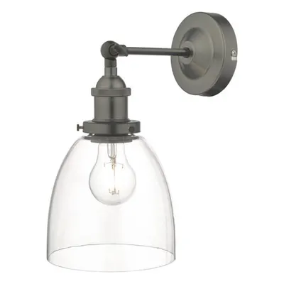 Aplica Arvin Industrial Wall Light Antique Chrome with Clear Glass Shade