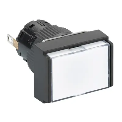 Lampa pilot dreptunghi. Ø16 IP65 alba - LED 24VDC integral conector polariz
