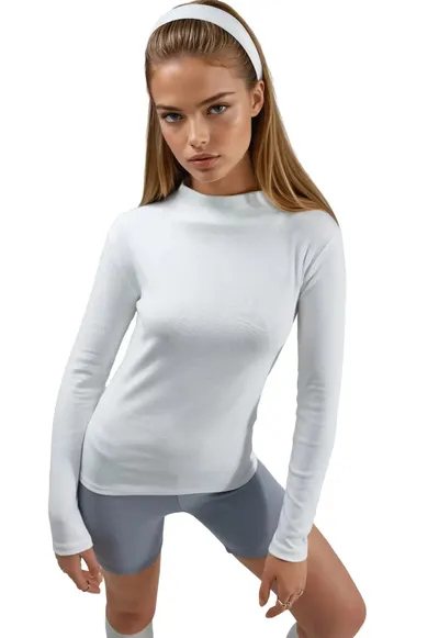 Bluza dama - Alb - Jerseu - Slim fit
