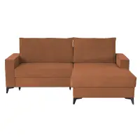 Coltar extensibil FREDERIC, cu arcuri si lada depozitare, colt dreapta, caramiziu, 235x160x95 cm